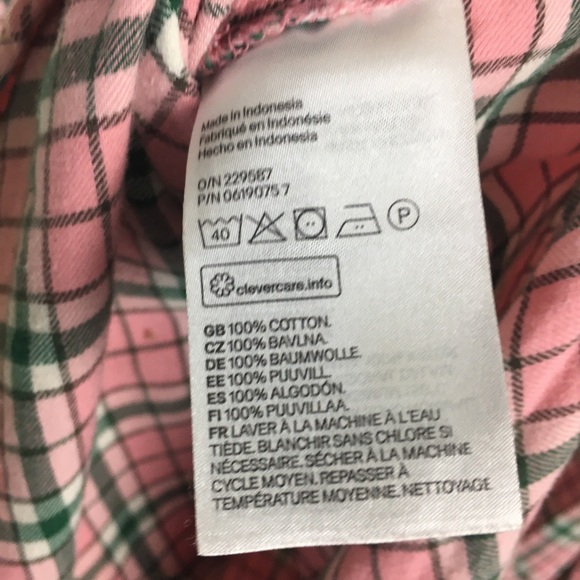 H&M Pink Flannel Button Down Size 10 - Picture 5 of 5
